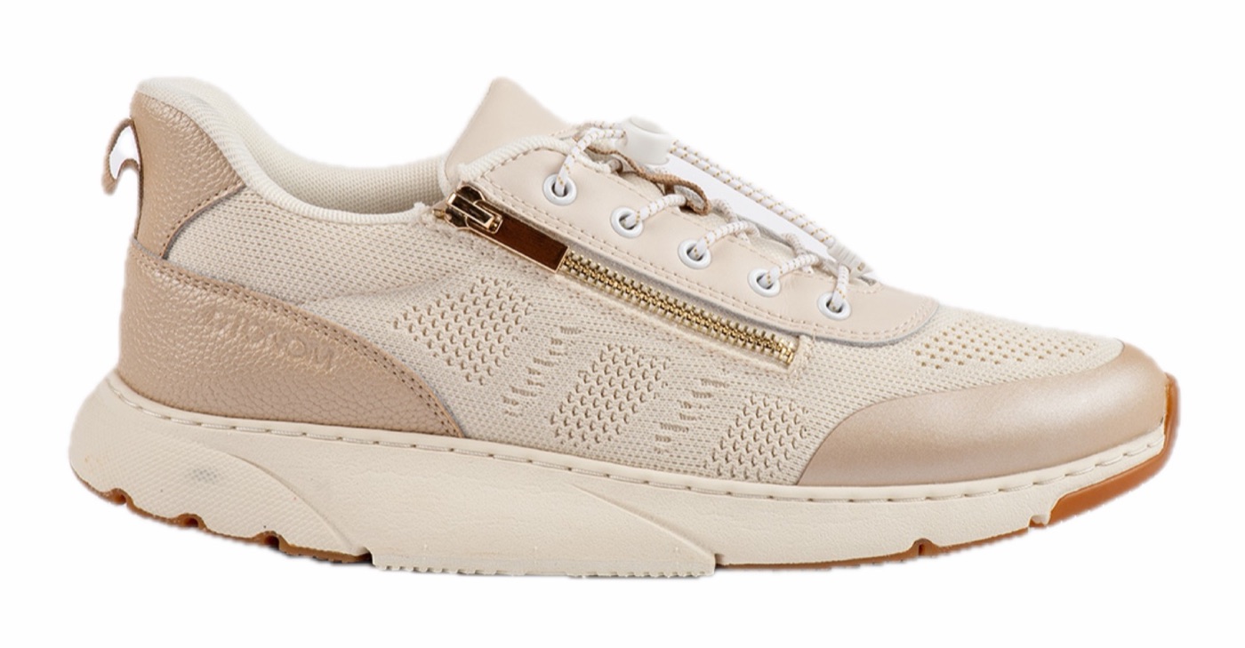 Chaussure Otonom by Gibaud, modèle Lisbonne, beige, avec zip et lacets élastiques